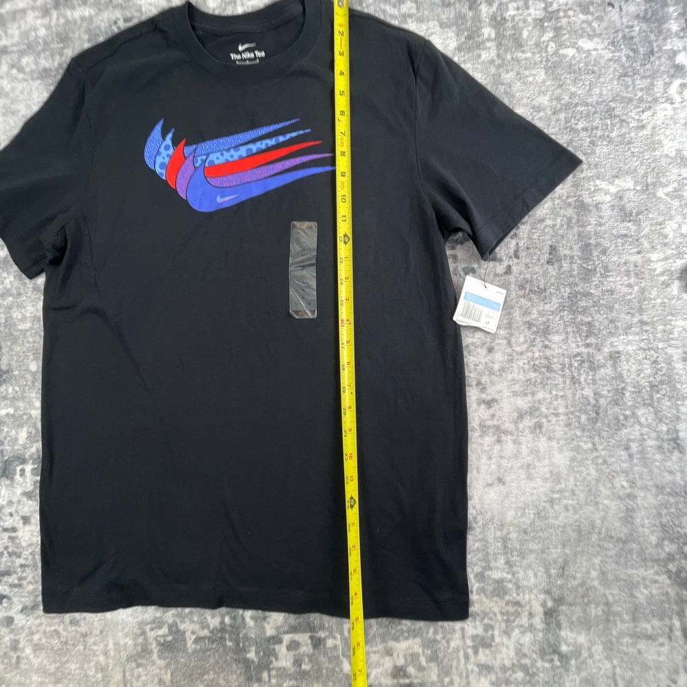Nike Mens Medium Multi Swoosh T Shirt Black Graphic Solid Cotton Athleisure NWT - Picture 4 of 8
